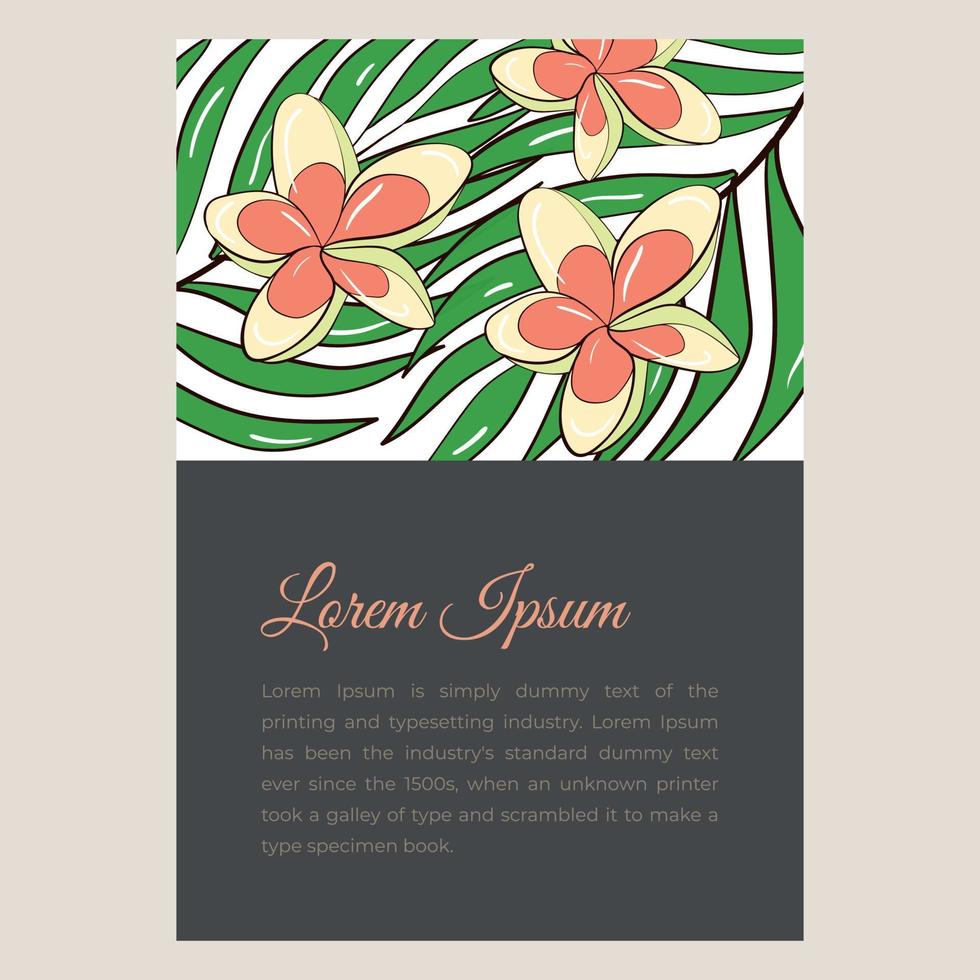 vectorillustratiesjabloon voor een ansichtkaart, visitekaartje of reclamebanner. ruimte voor de tekst. voorraad illustratie. spandoeken met tropische planten voor een bruiloft of evenement. tropische bloemen. vector