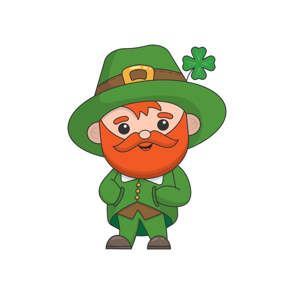 vectorteken voor st. Patrick's dag. kabouter op een witte achtergrond. vectorillustratie. voorraad vector. een man met een rode baard. vector