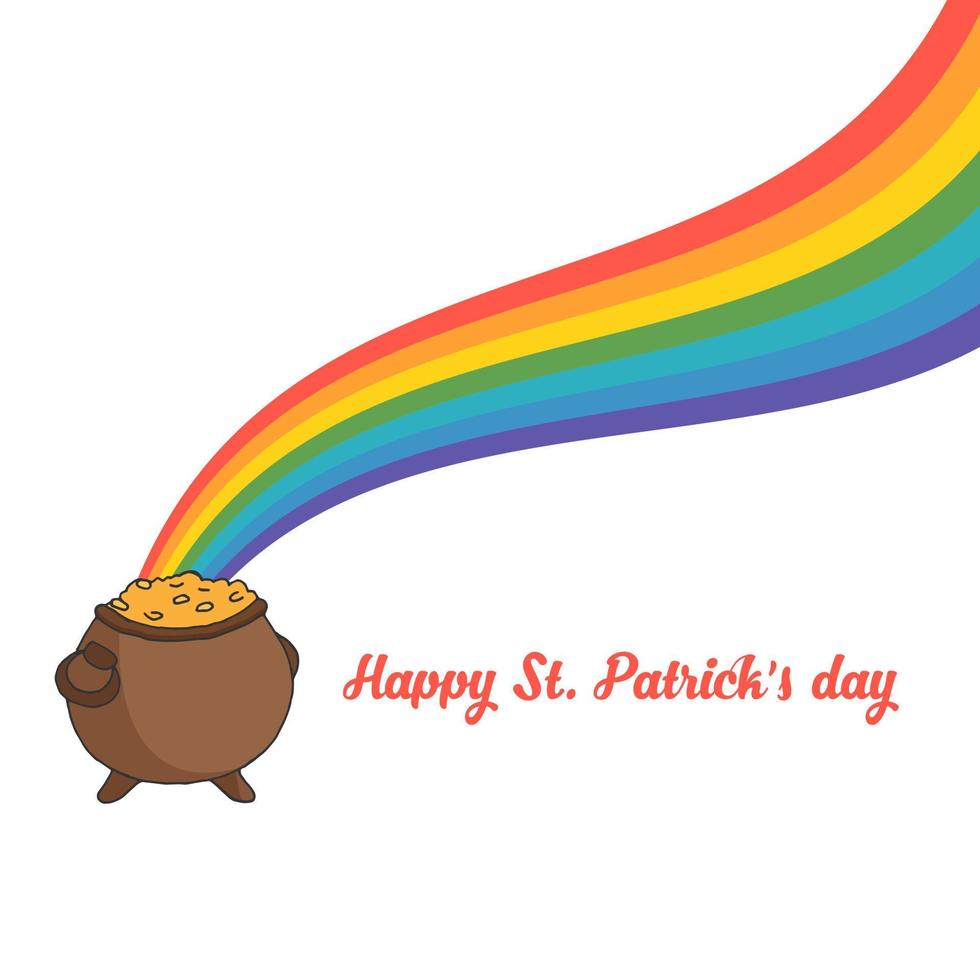 een st. patricks dagkaart. de pot met munten. regenboog. vectorillustratie. voorraad vector. vector