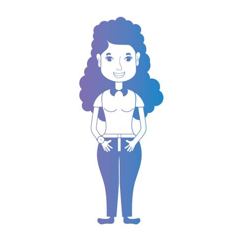 lijn avatar vrouw met kapsel en kleding vector