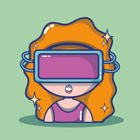 meisje met 3D-briltechnologie naar virtual reality vector