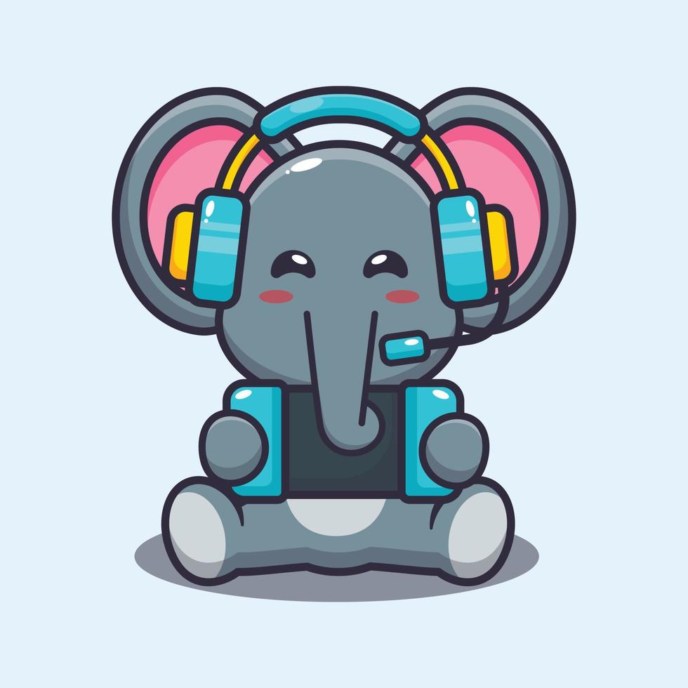 schattige olifant spelen van een spel cartoon vectorillustratie vector