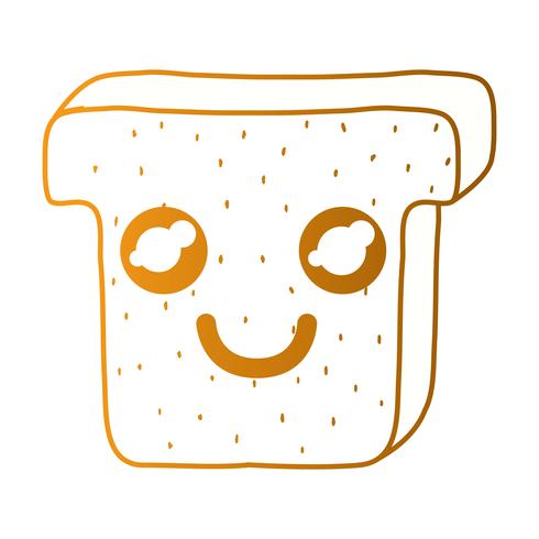 lijn kawaii schattig gelukkig sneetje brood vector