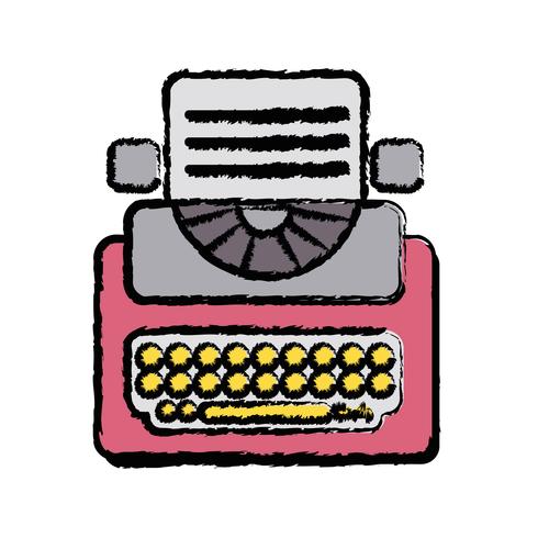 retro typemachine apparatuur met bedrijfsdocument vector