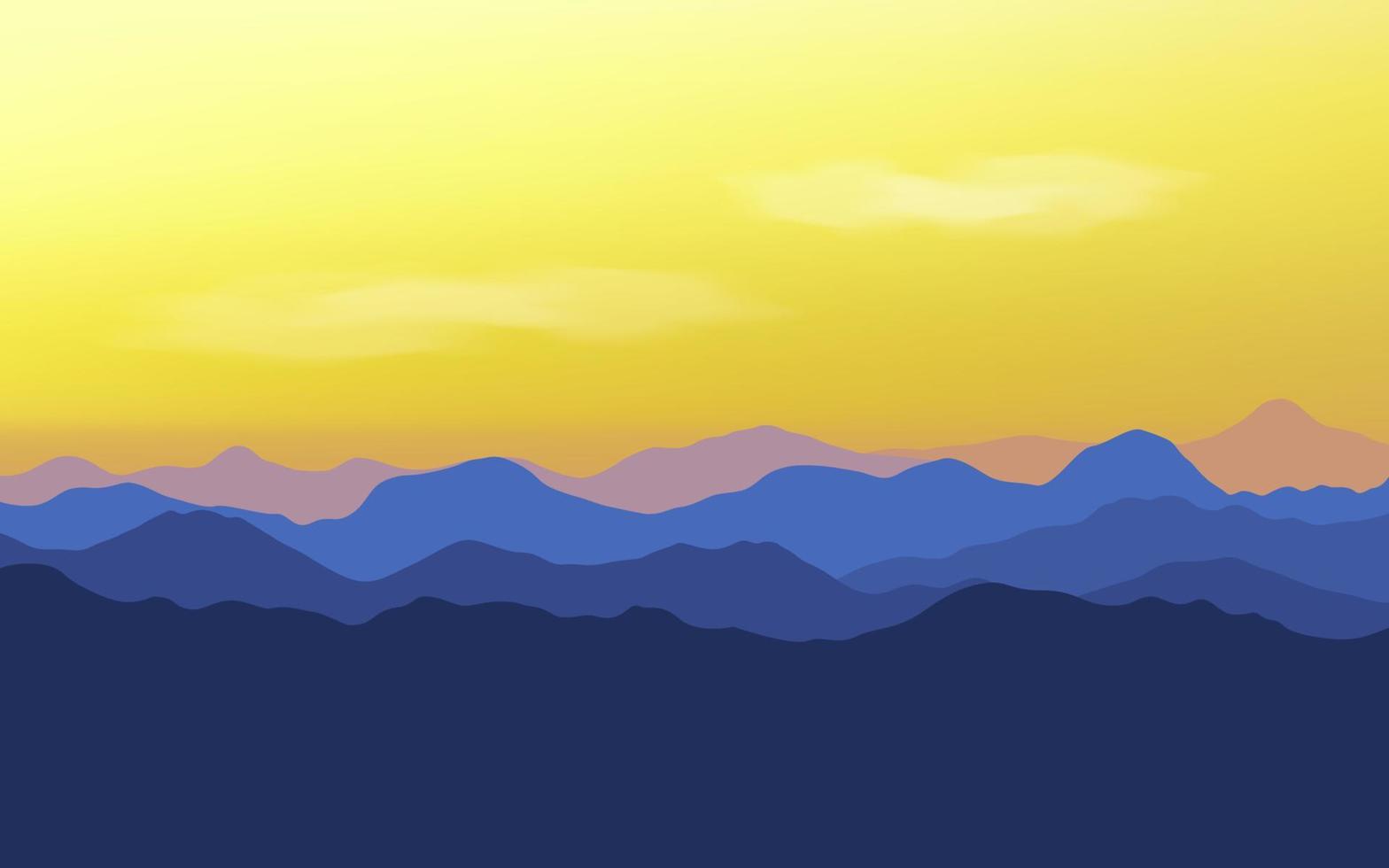 silhouetten van panoramisch uitzicht op de bergen landschap vector