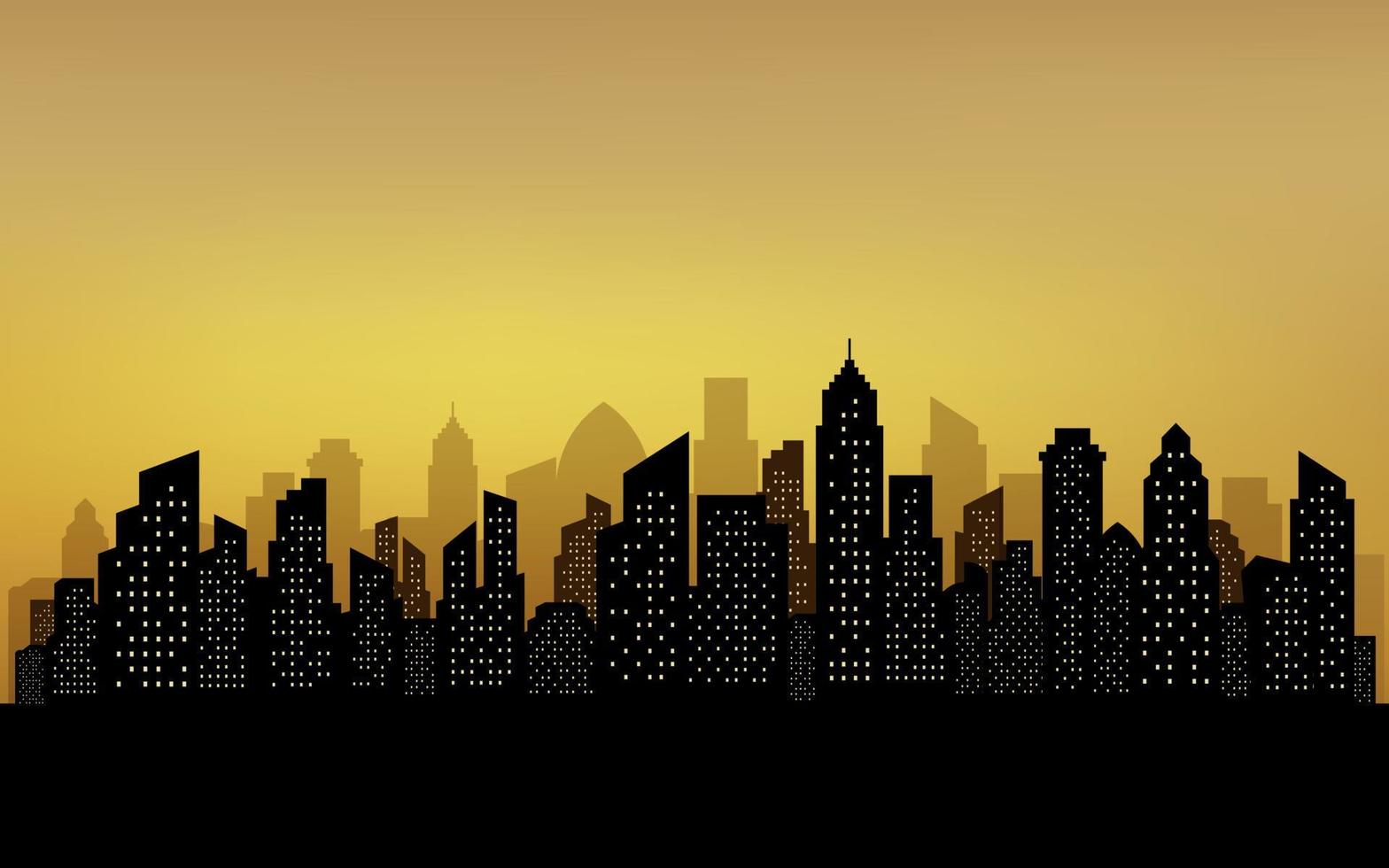 silhouet van de skyline van de stad weergave achtergrond vector