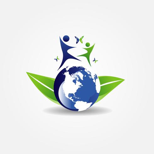 Gelukkig spelen Earth-logo vector