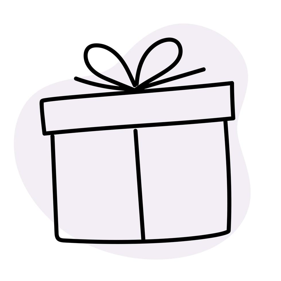 geschenkdoos met strik handgetekende doodle vectorillustratie vector