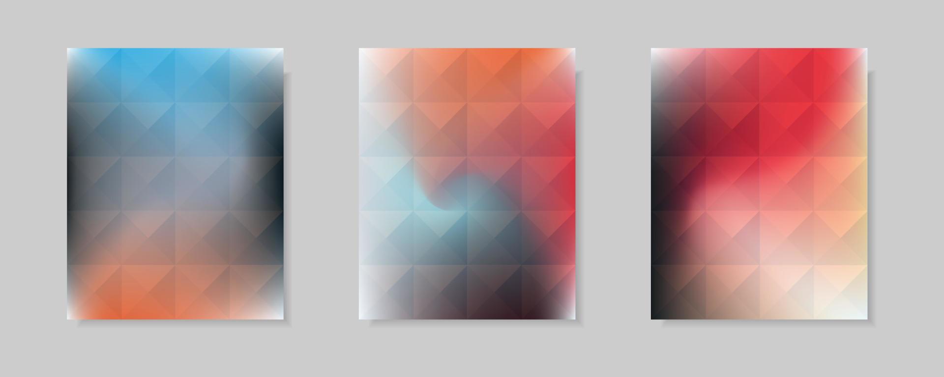 set van abstracte veelkleurige gradiënt vector dekking achtergronden. driehoekspatroonontwerp met kristalvormstijl voor zakelijke brochureachtergrond, kaart, behang, poster en grafisch ontwerp.