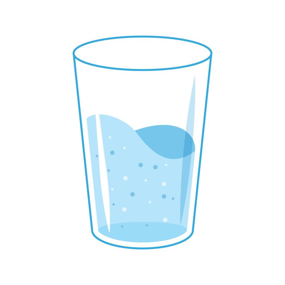 plat ontwerp glas water geïsoleerd op een witte achtergrond vector