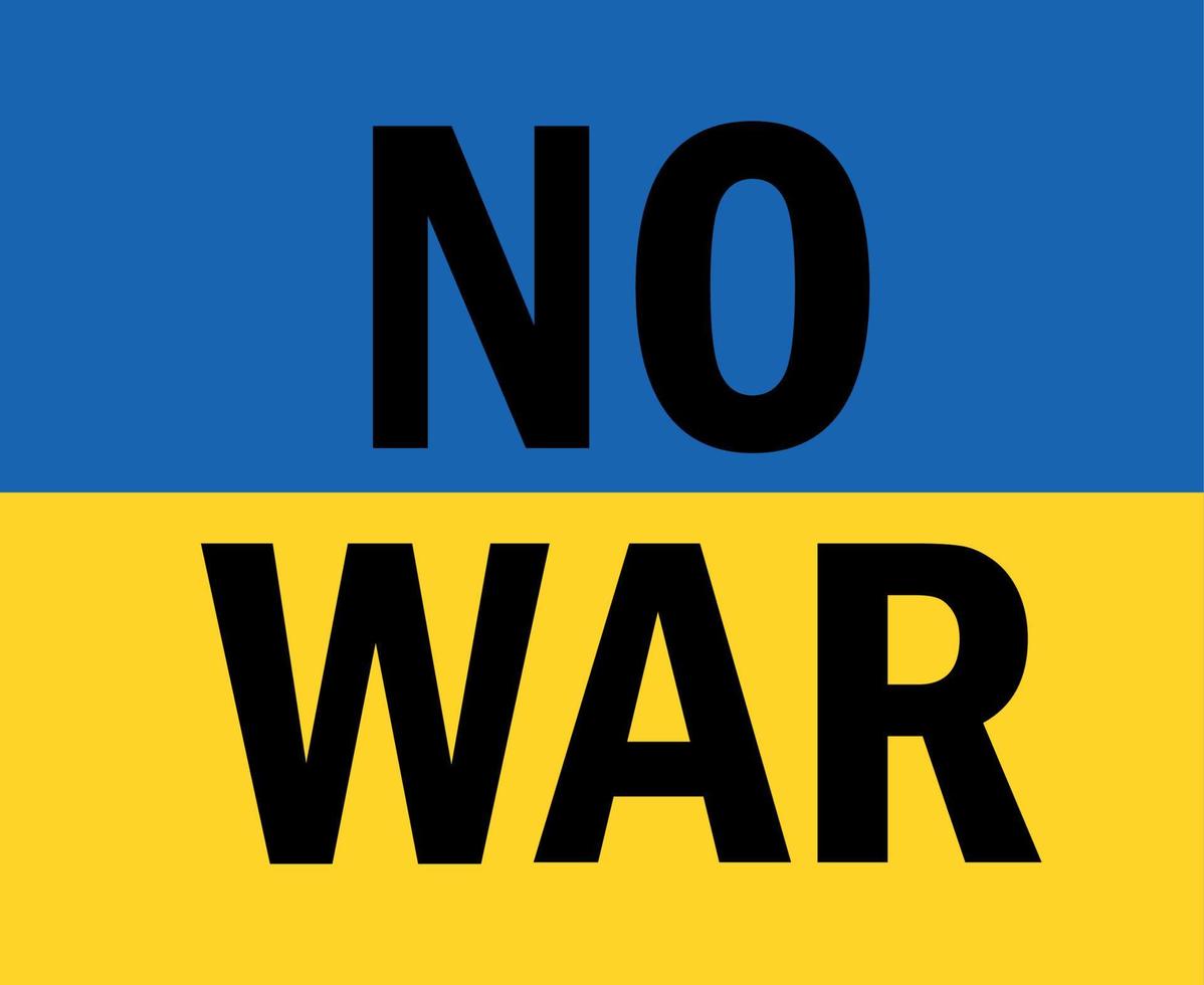 geen oorlog zwart met Oekraïne vlag embleem abstracte symbool vectorillustratie vector