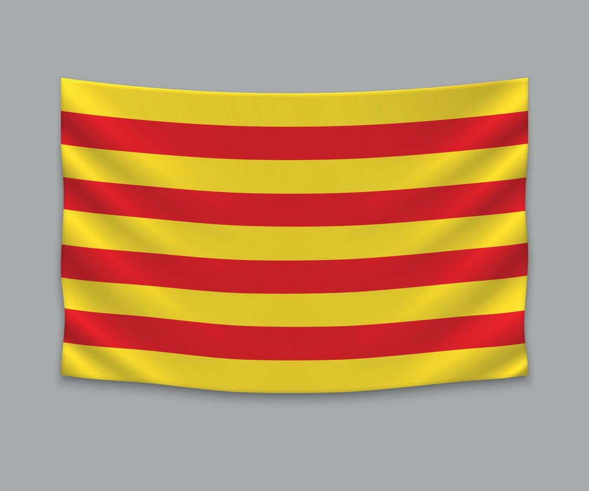 wapperende vlag van catalonië op witte achtergrond vector