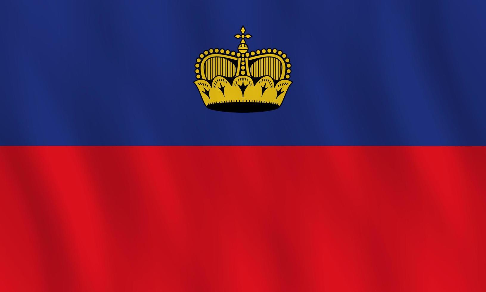 vlag van liechtenstein met zwaaieffect, officiële verhouding. vector