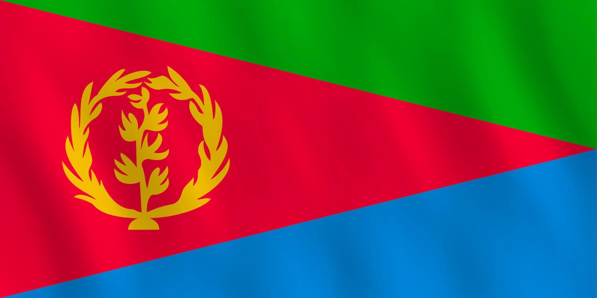 vlag van eritrea met golvend effect, officiële proportie. vector