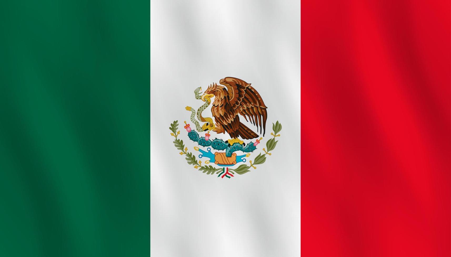 mexicaanse vlag met zwaaieffect, officiële verhouding. vector