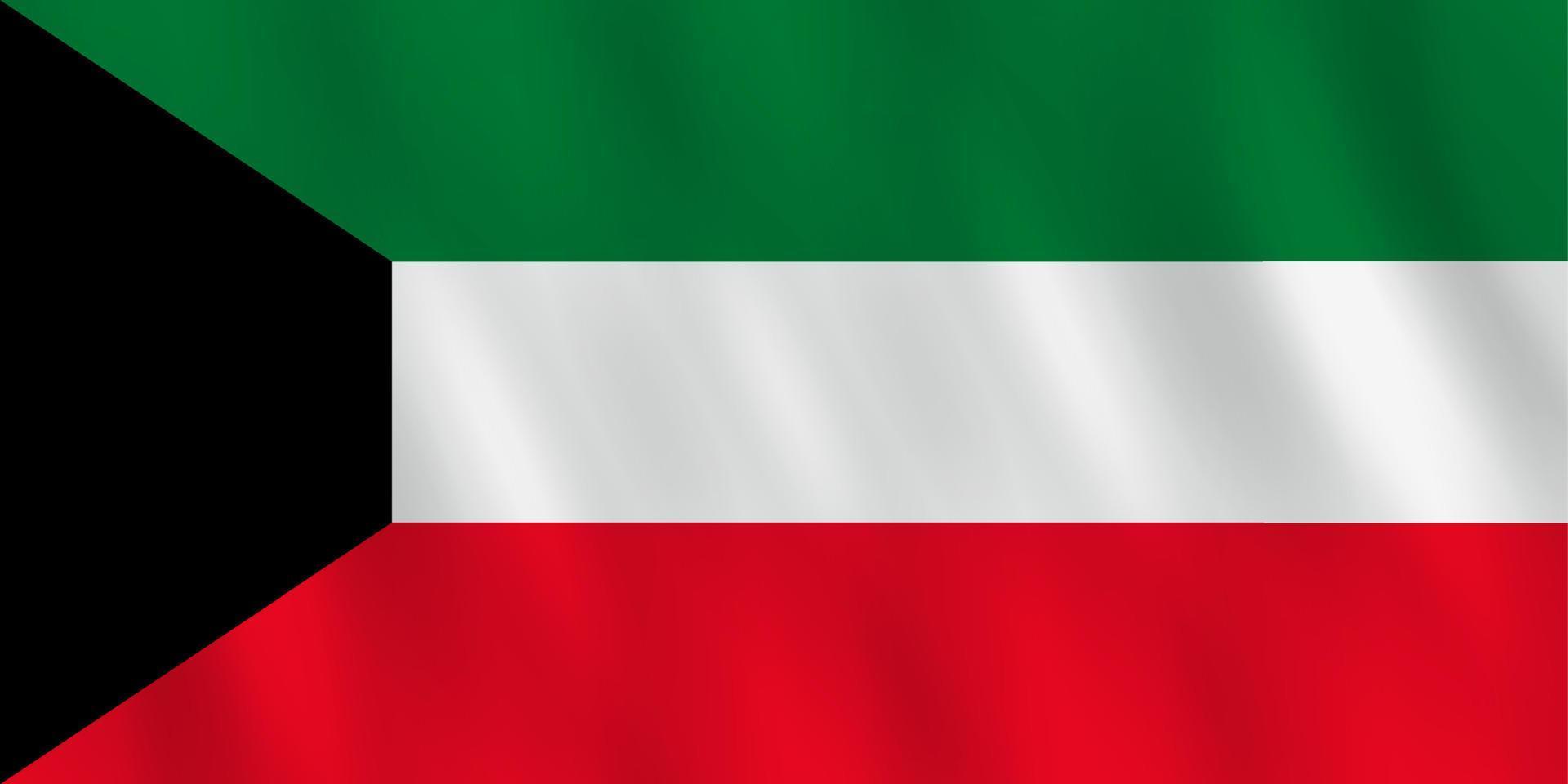 Koeweitse vlag met zwaaieffect, officiële verhouding. vector