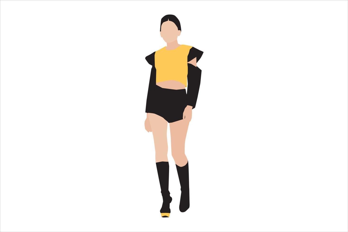 vectorillustratie van modieuze vrouwen die op de stoep lopen vector