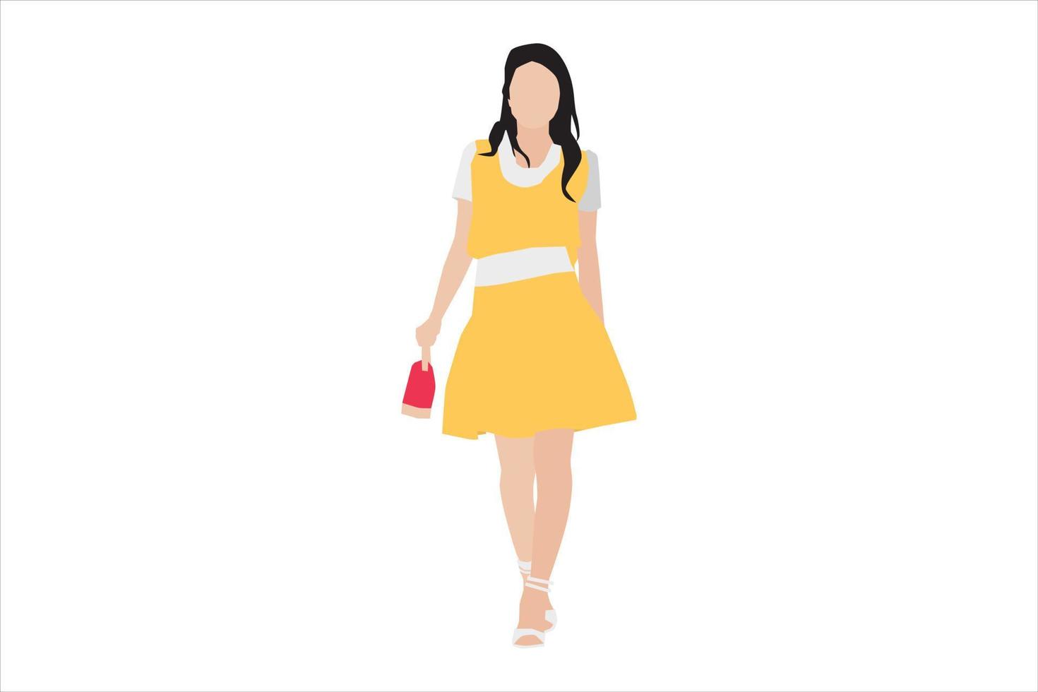 vectorillustratie van elegante vrouwen die op de stoep lopen vector