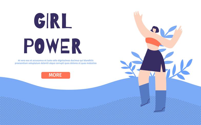 Girl Power Design Landingspagina Floral vlakke stijl vector