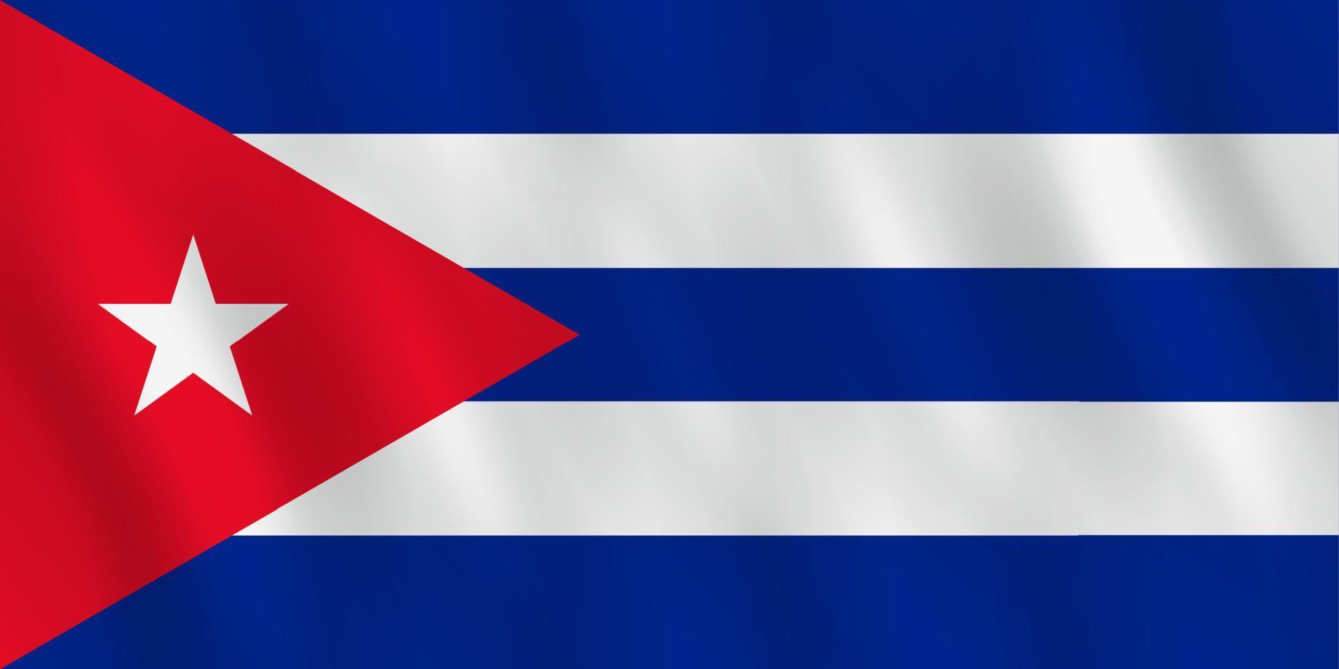 Cubaanse vlag met golvend effect, officiële verhouding. vector