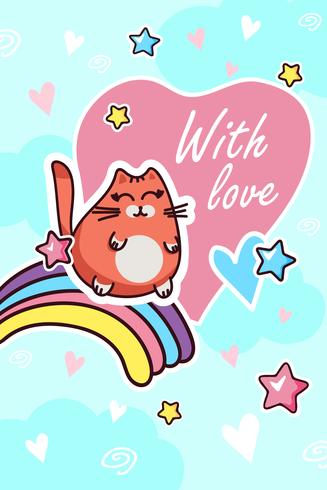 With Love Kawaii Message Network Social Media-pagina vector