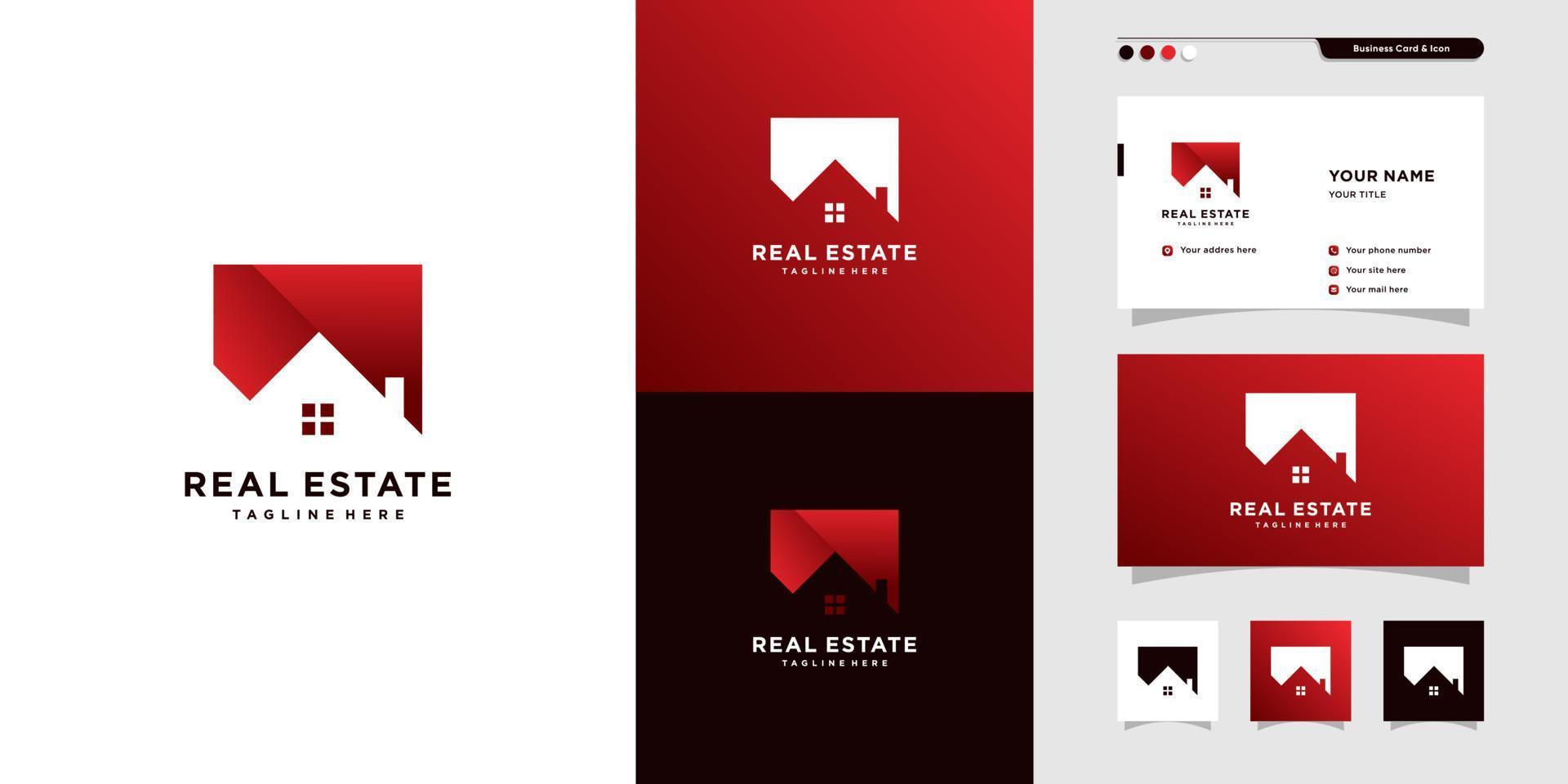 onroerend goed logo-ontwerp en een visitekaartje, rood, gebouw, architec, modern, premium vector