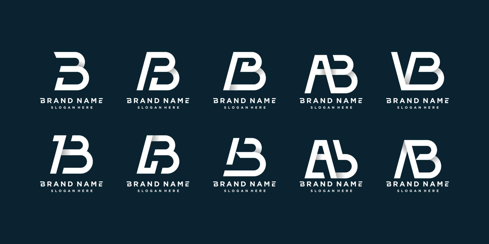 set letter b logo-collectie met schone, gewaagde en unieke stijl premium vector