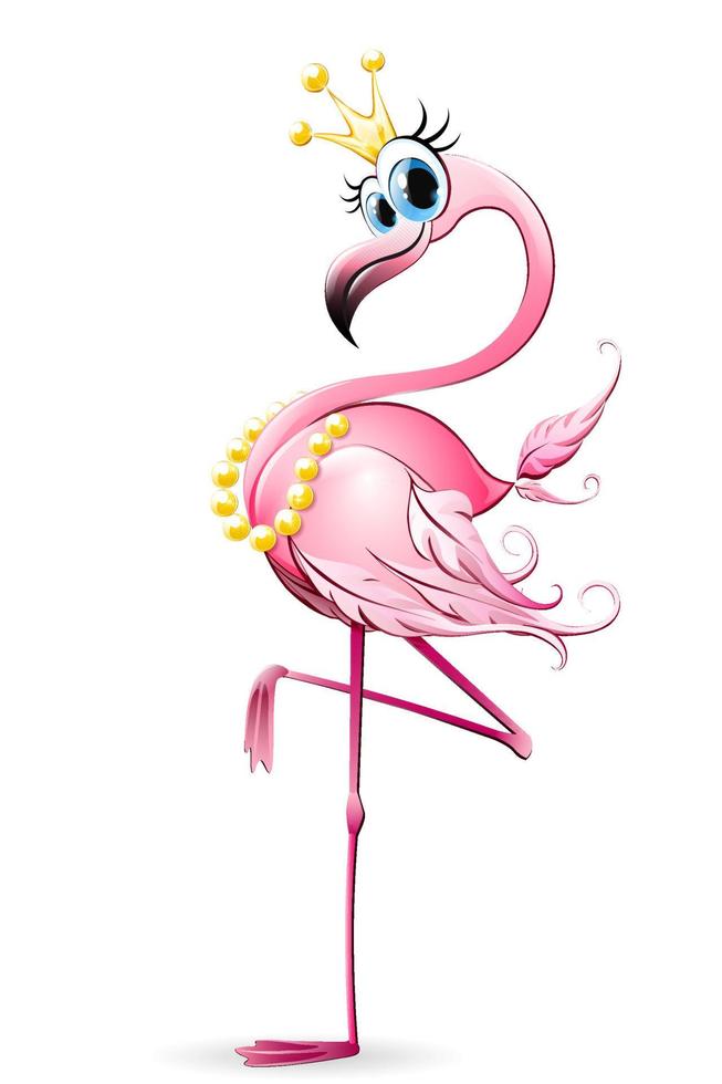 flamingo prinses met kroon vector