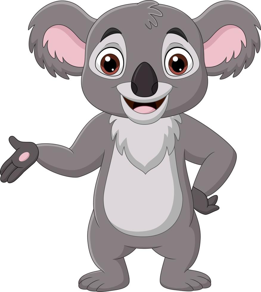 cartoon gelukkige koala presenteren op witte achtergrond vector