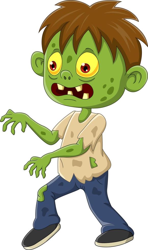 cartoon boze zombie jongen wandelen vector