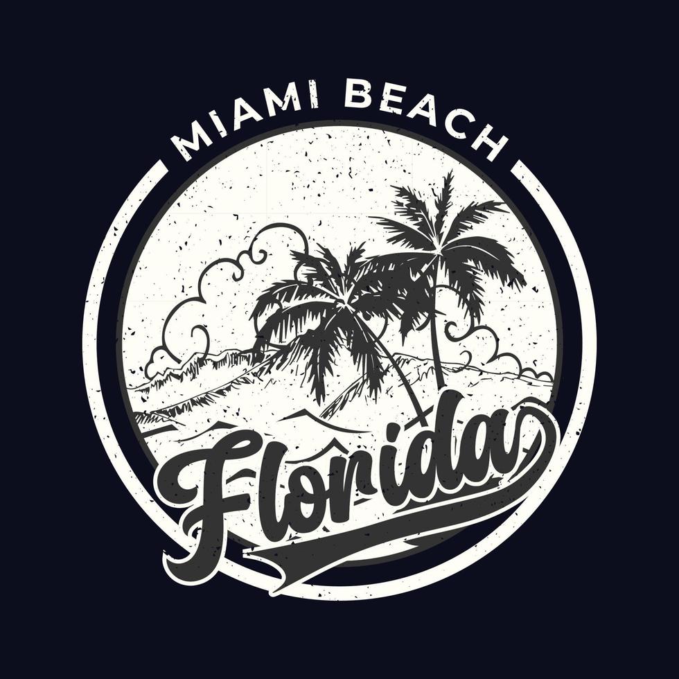 Miami Beach, Florida State - vintage voor designkleding, t-shirts met palmbomen en golven. afbeeldingen voor printproduct, kleding. vectorillustratie. vector