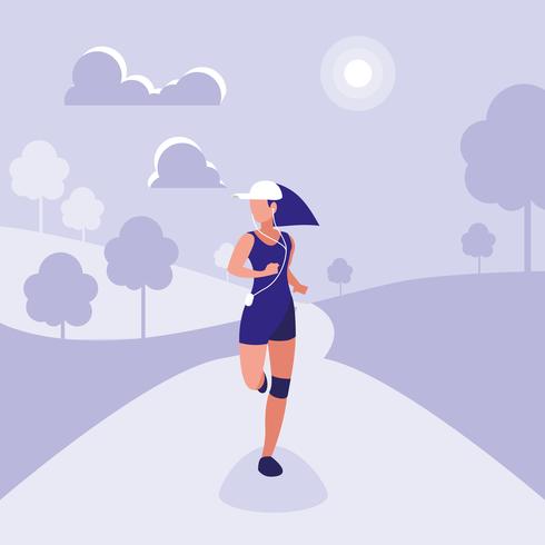 vrouw atleet uitgevoerd avatar karakter vector