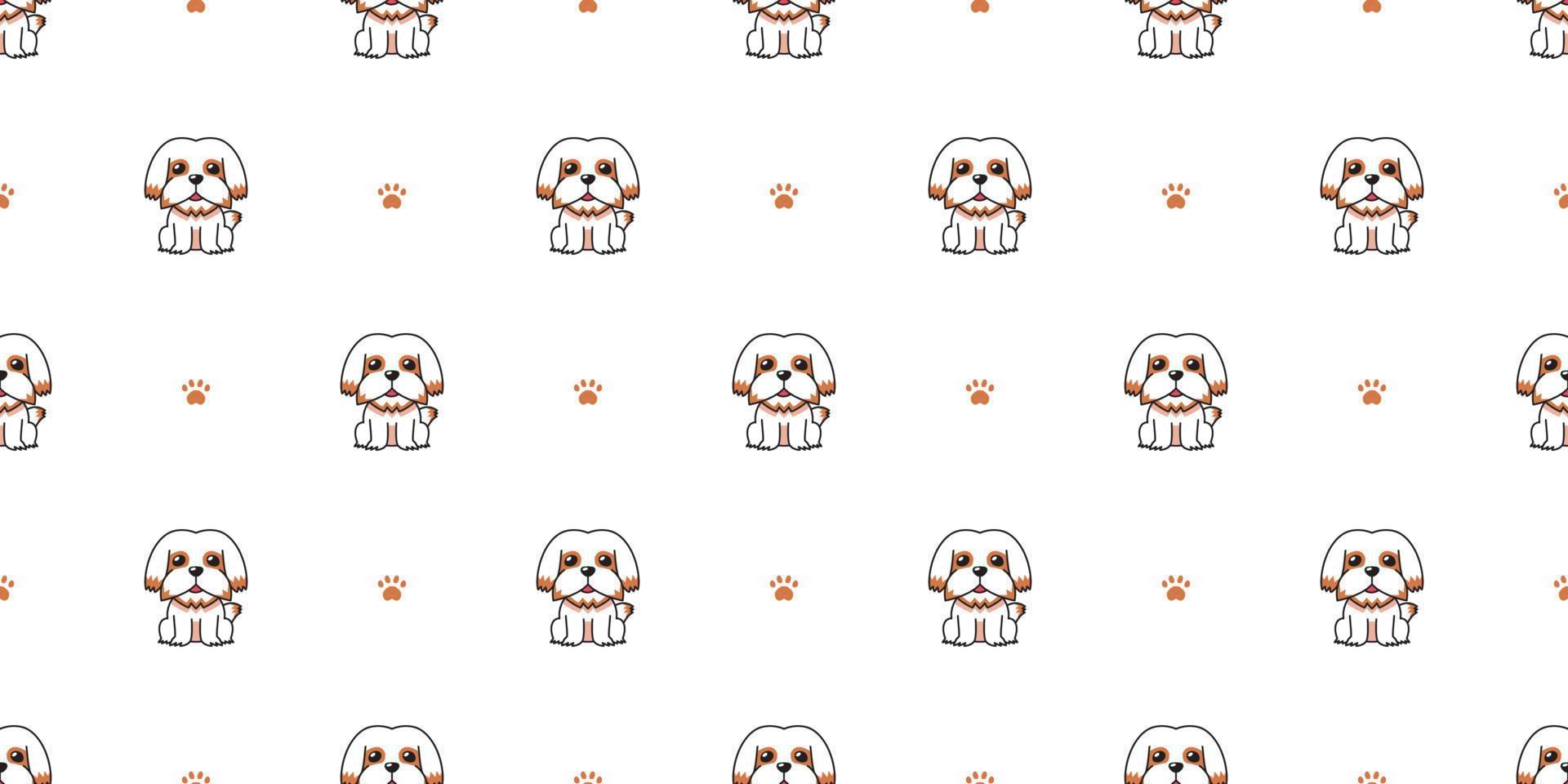 stripfiguur shih tzu hond naadloze patroon achtergrond vector
