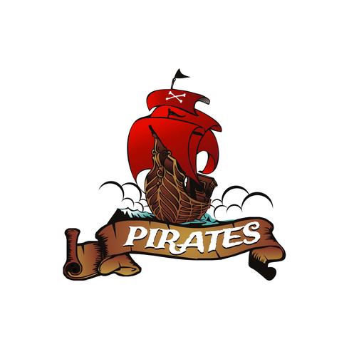 Piratenschip met banner vector