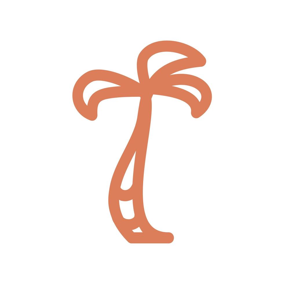 oranje palmboom dikke lijn vector icon