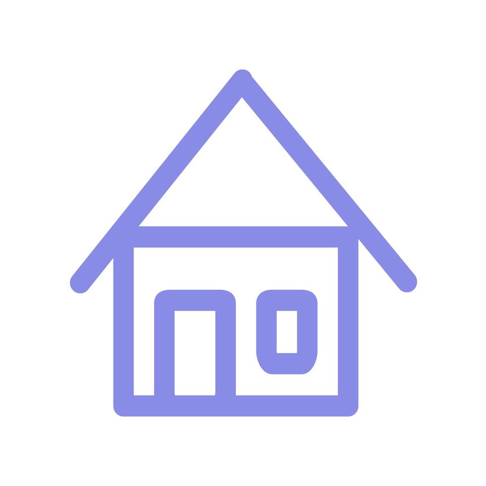 paars huis met dak dikke lijn vector icon
