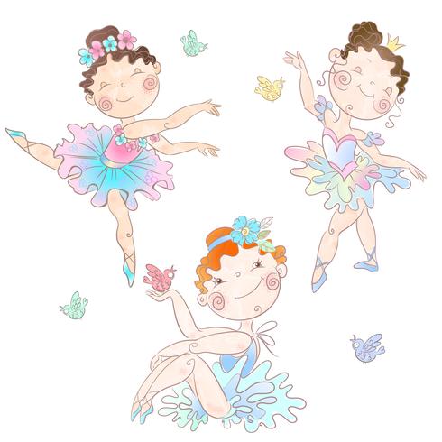 Set van schattige ballerina&#39;s met vlinders vector