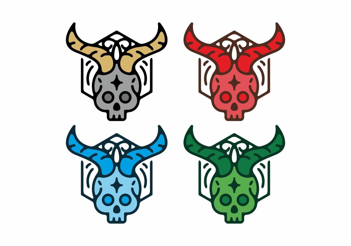 kleurrijke schedel met hoorn set vector