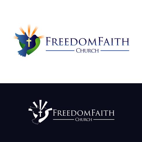 Kerk Logo Met Vliegende Duif Over Hart vector