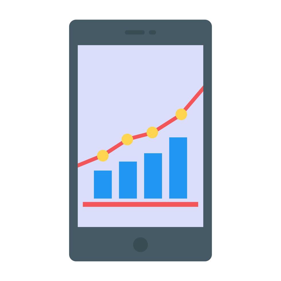 mobiele analyse in plat pictogram vector