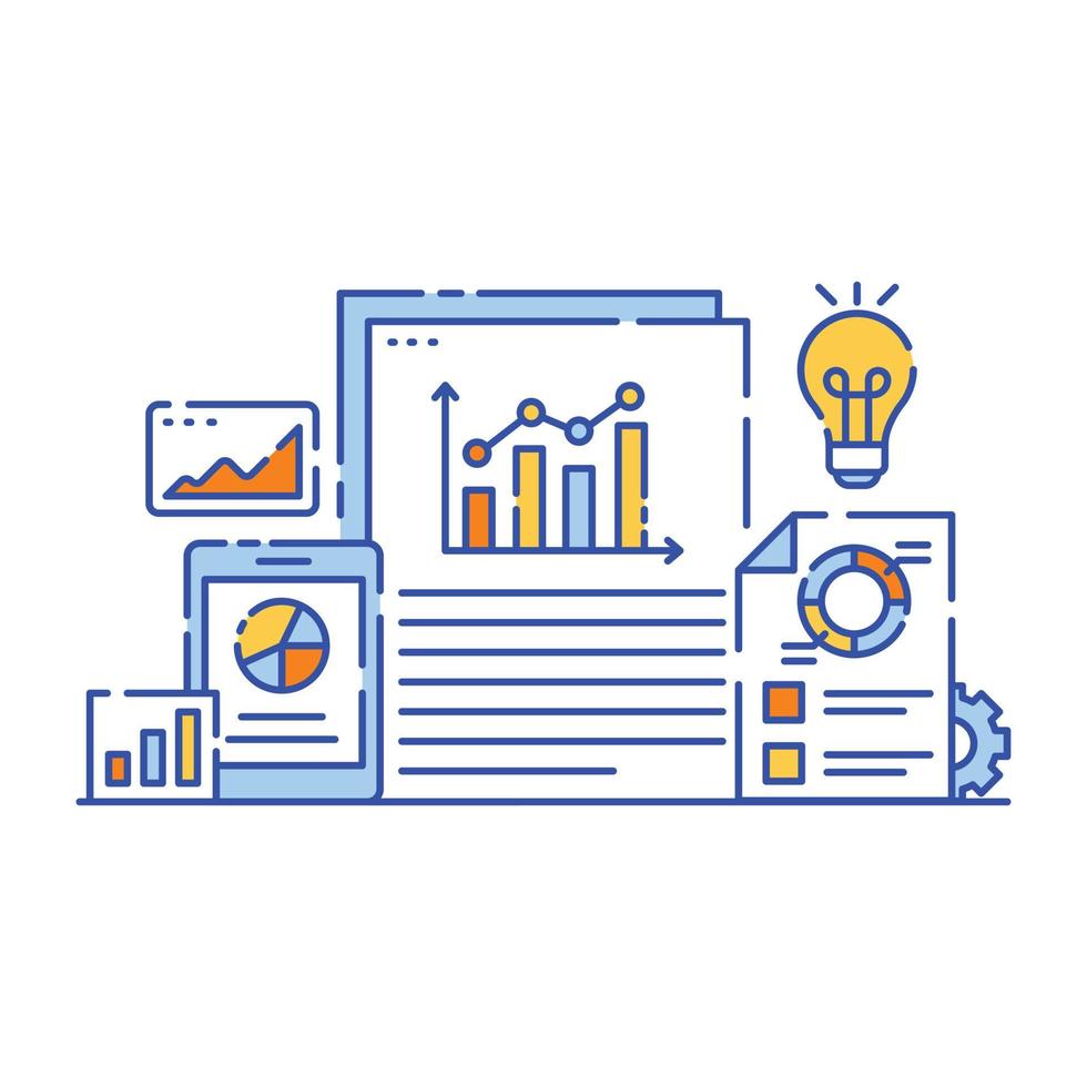 gegevensanalyse plat afbeeldingontwerp, bewerkbare vector