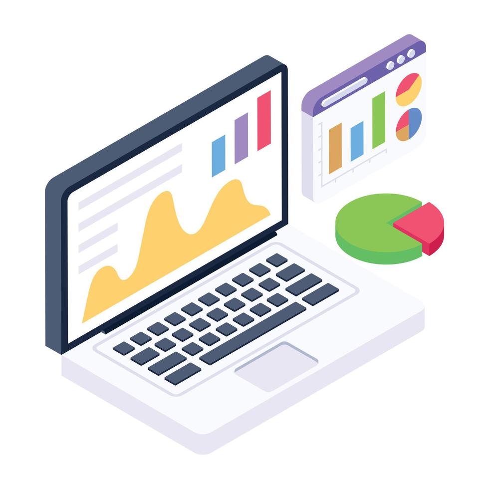 statistiek applicatie isometrische stijlicoon vector