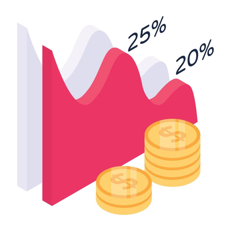 financiële winst isometrisch pictogram, bewerkbare vector