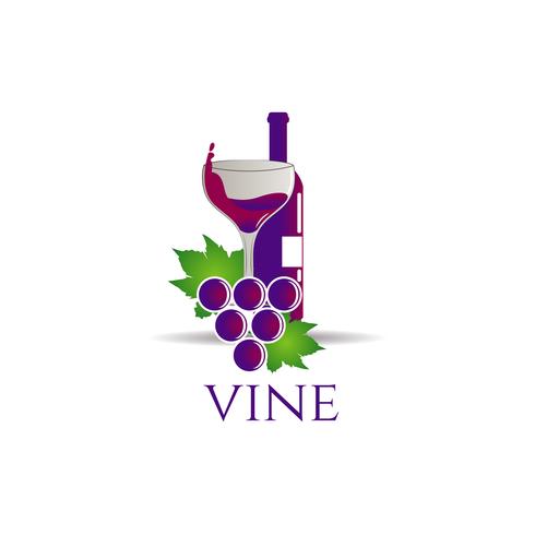 Fles Wijn Met Druiven En Glas vector