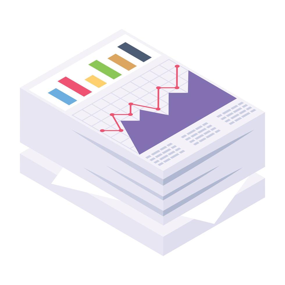 productiviteitsrapport isometrisch pictogram, bedrijfsefficiëntie vector