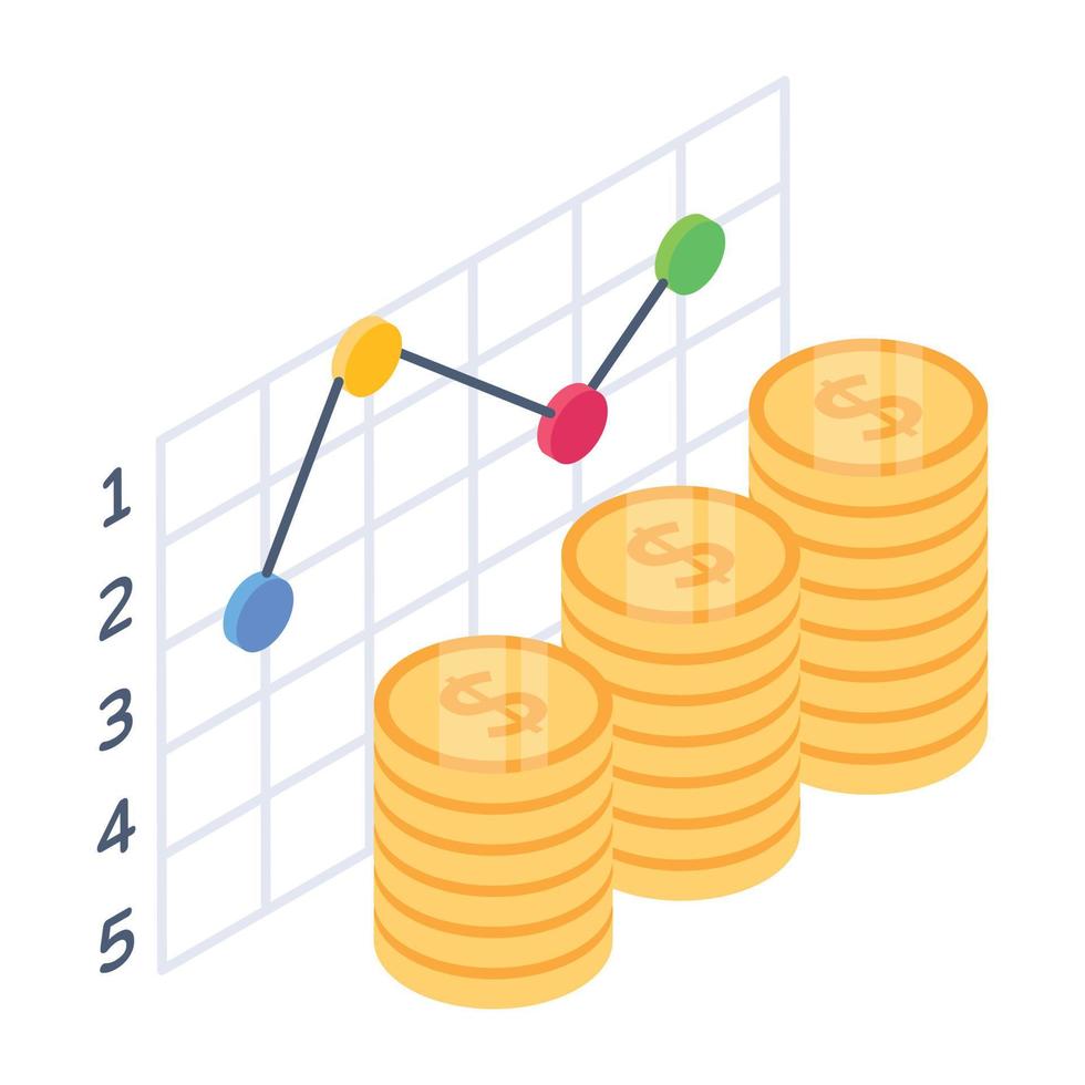 een verhoging van de winstgrafiek isometrisch pictogramontwerp vector