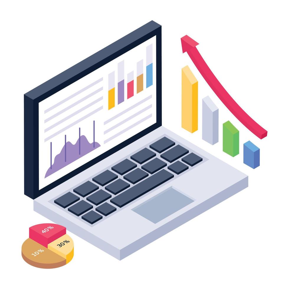 een verhoging van de winstgrafiek isometrisch pictogramontwerp vector