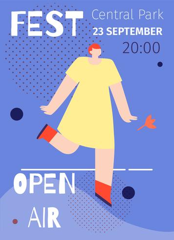 Open Air Music Festival Poster Flat advertentieontwerp vector