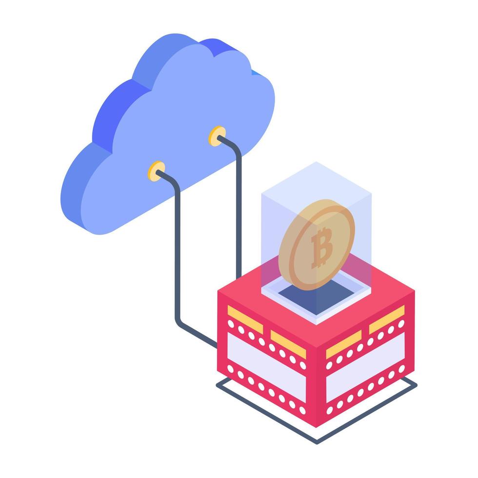 bitcoin cloud analyse isometrische stijl vector