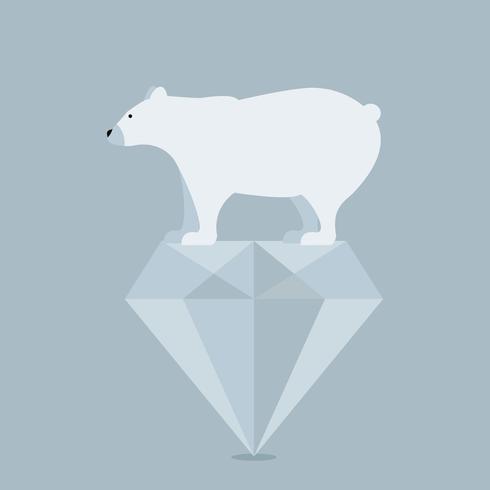 Polar Bear op Diamond vector